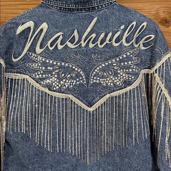 Miss Me Nashville Denim Jacket with Fringe - Picture 10 of 11